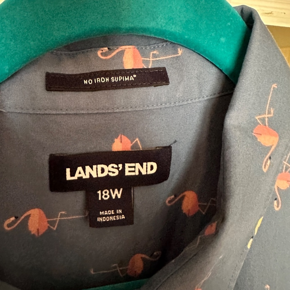 Lands' End 18W No Iron 100% Supima Cotton Short Sleeve Button Down Shirt - Picture 3 of 5